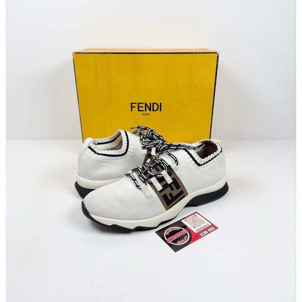 Size 7.5 - Fendi FF Logo Knit Sneakers